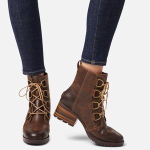 New Sorel Cate Block Heel Lace up Ankle Boots